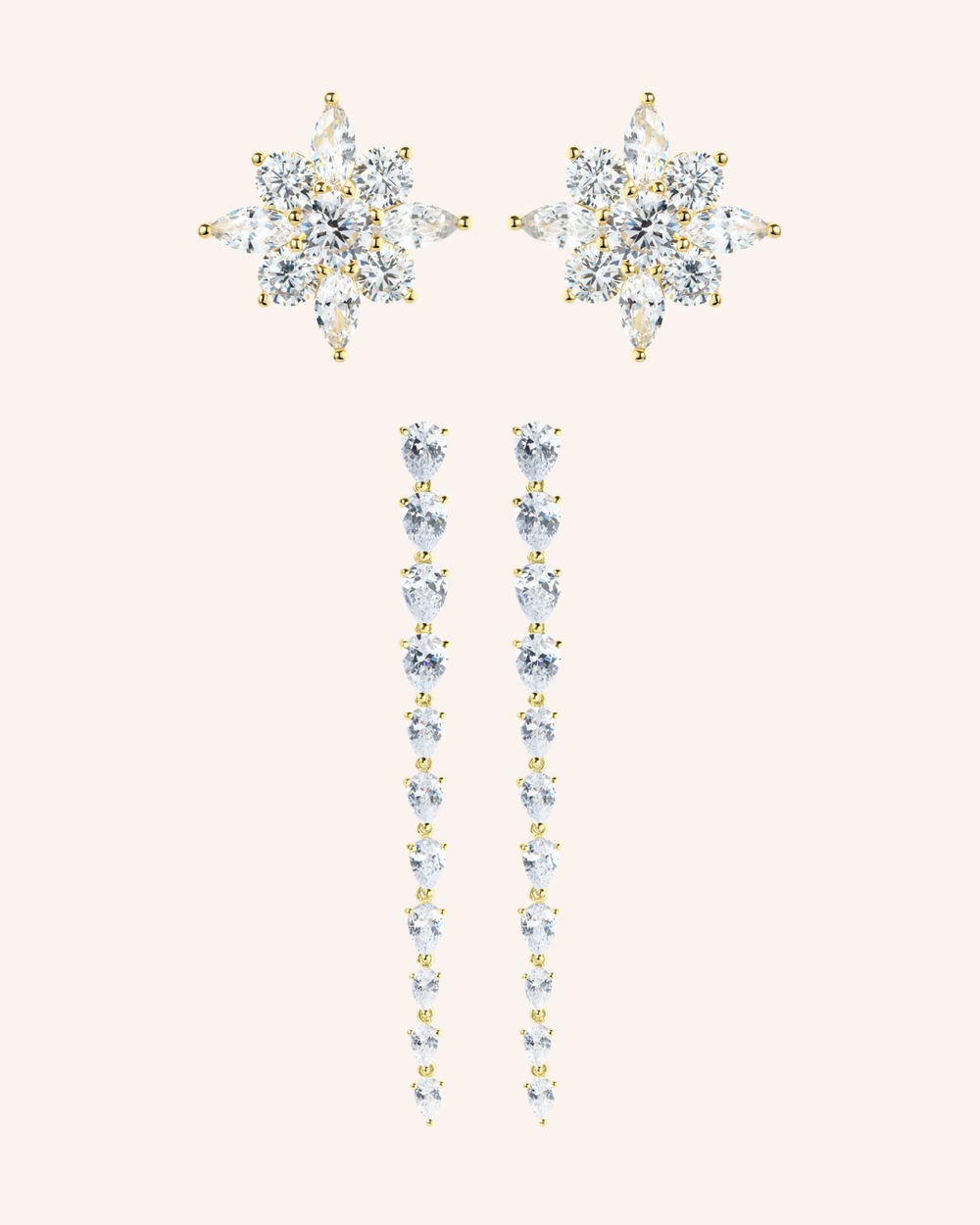 The Classic Statement Duo -18K gold plated earrings in gold by Sol & Raya