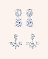 The Elegant Duo Earrings in Sterling Silver by Sol & Raya
