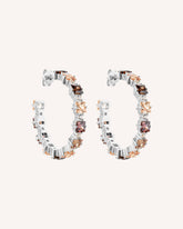 The Ophelia Hoops - Sterling Silver earrings by Sol & Raya - De Ophelia oorbellen in sterling silver met nude tinten zirkonia stenen