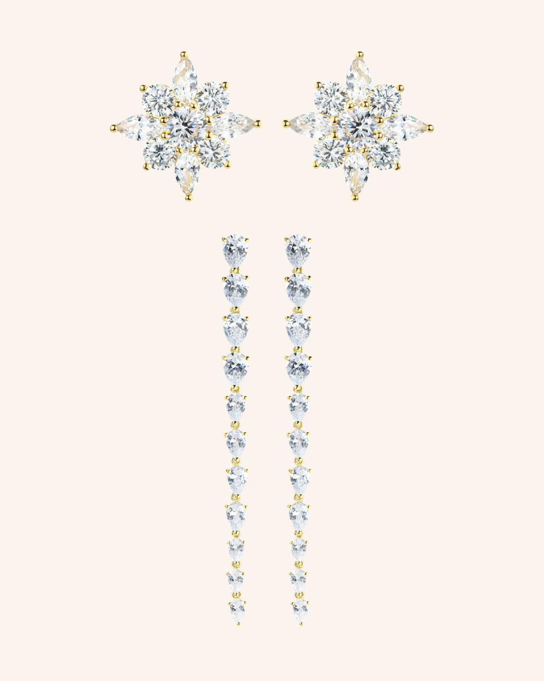 The Classic Statement Duo -18K gold plated earrings in gold by Sol & Raya