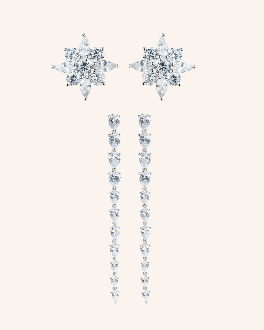 The Classic Statement Duo Earrings in Sterling Silver by Sol & Raya