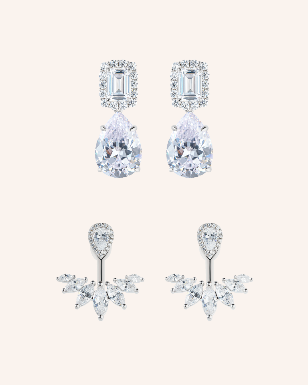 The Elegant Duo Earrings in Sterling Silver by Sol & Raya