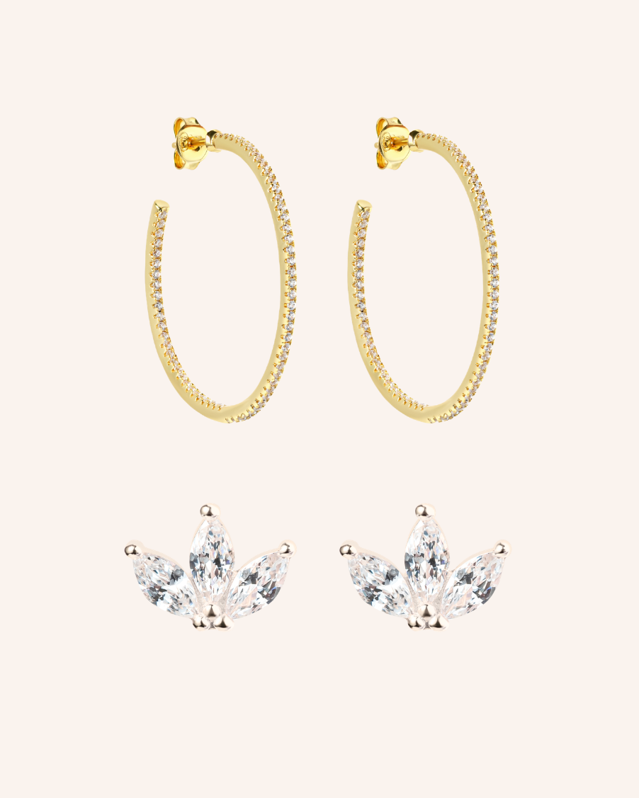 The Minimalist Set - 18K gold plated earrings in gold by Sol & Raya