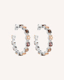 The Ophelia Hoops - Sterling Silver earrings by Sol & Raya - De Ophelia oorbellen in sterling silver met nude tinten zirkonia stenen